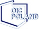 na białym tle grafika przypominająca kontury Polski na tle której jest białoniebieski napis OIC POLAND