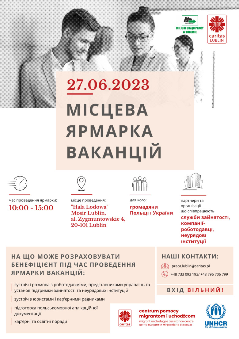 Lokalne Targi Pracy Caritas - plakat UKR