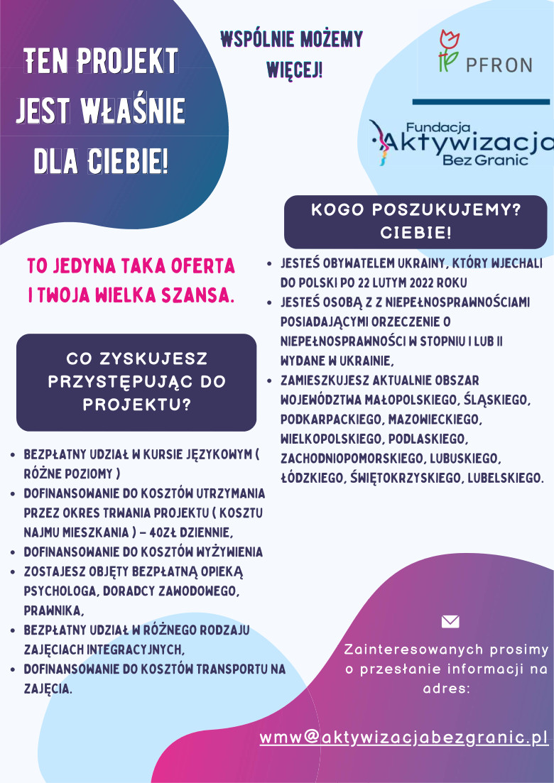Plakat Wsparcie dla osób z niepełnosprawnościami z Ukrainy PL