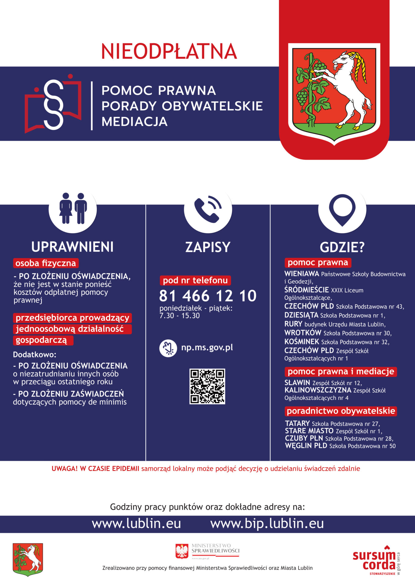 Sursum Corda Pomoc prawna - Lublin plakat